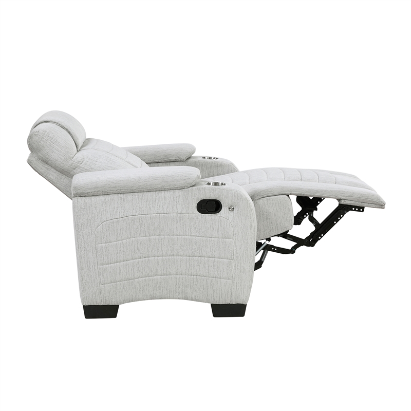 Lexicon Ronan Microfiber Reclining Chair with Storage Arm in Light Gray
