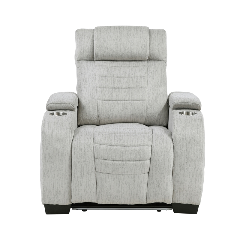Lexicon Ronan Microfiber Reclining Chair with Storage Arm in Light Gray