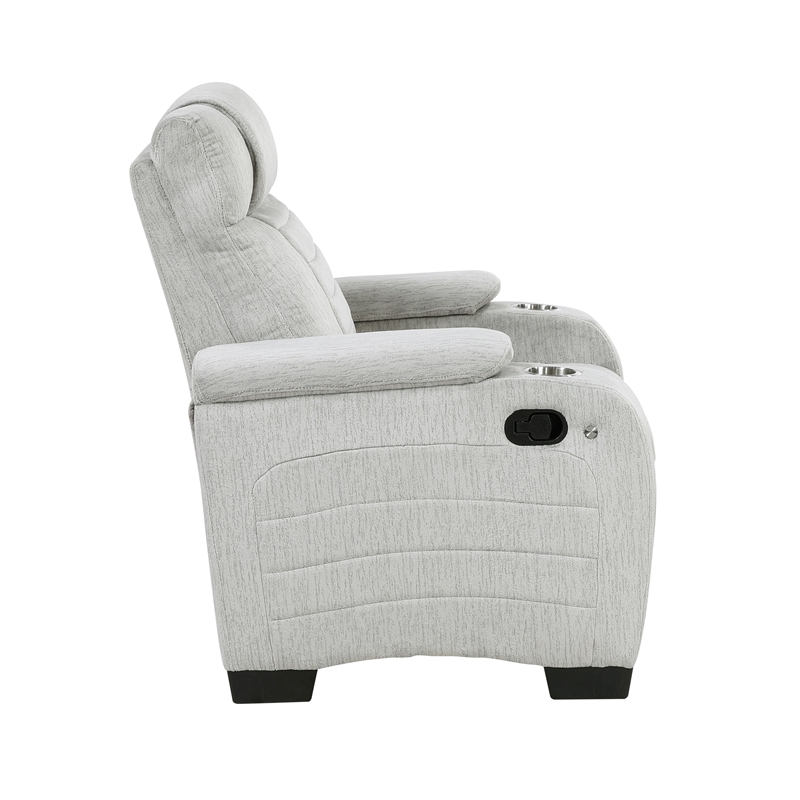 Lexicon Ronan Microfiber Reclining Chair with Storage Arm in Light Gray