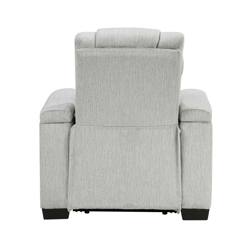 Lexicon Ronan Microfiber Reclining Chair with Storage Arm in Light Gray
