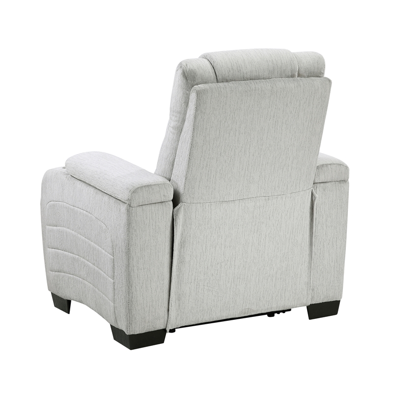Lexicon Ronan Microfiber Reclining Chair with Storage Arm in Light Gray