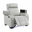 Lexicon Ronan Microfiber Reclining Chair with Storage Arm in Light Gray