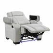Lexicon Ronan Microfiber Reclining Chair with Storage Arm in Light Gray