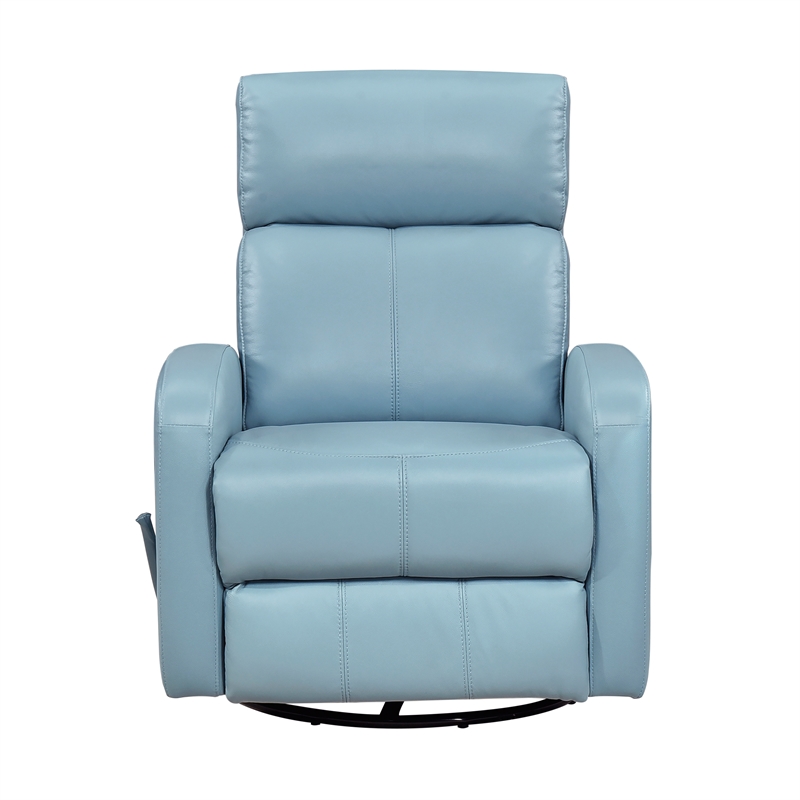 Lexicon Sorrento Leather Swivel Glider Reclining Chair in Blue