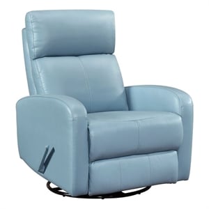 Lexicon Sorrento Leather Swivel Glider Reclining Chair in Blue