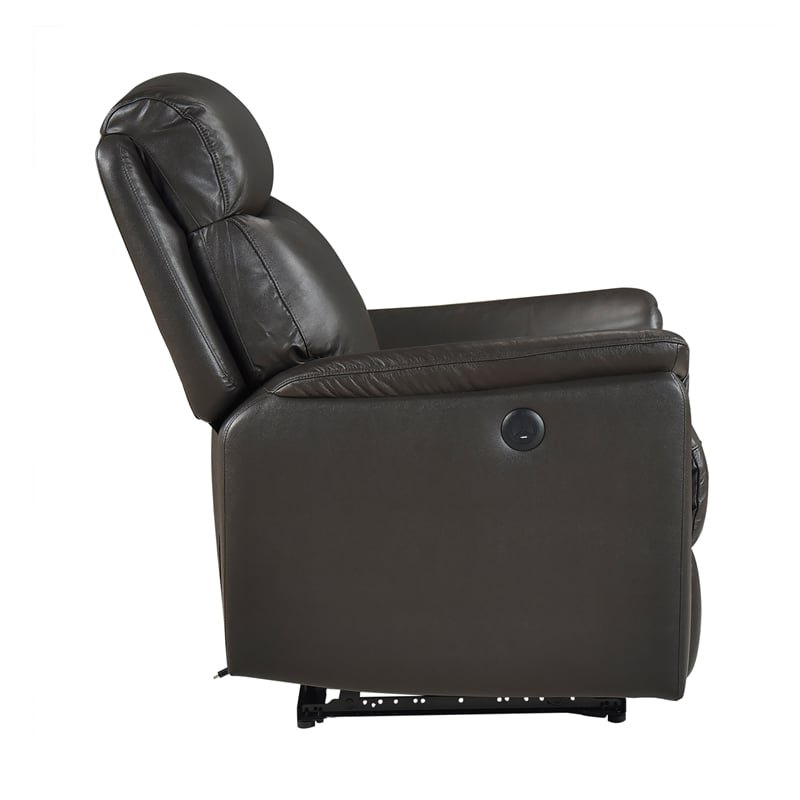 Lexicon Leif Leather Power Reclining Chair in Dark Brown