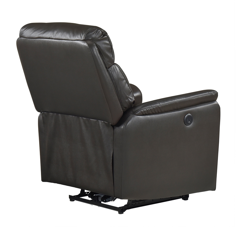 Lexicon Leif Leather Power Reclining Chair in Dark Brown