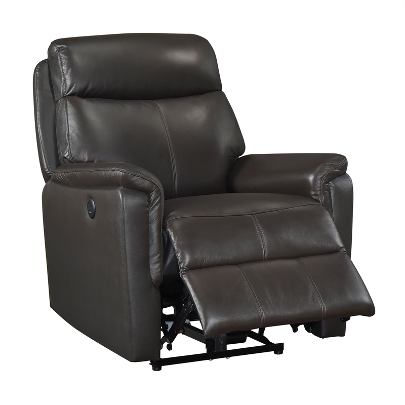 Lexicon Leif Leather Power Reclining Chair in Dark Brown