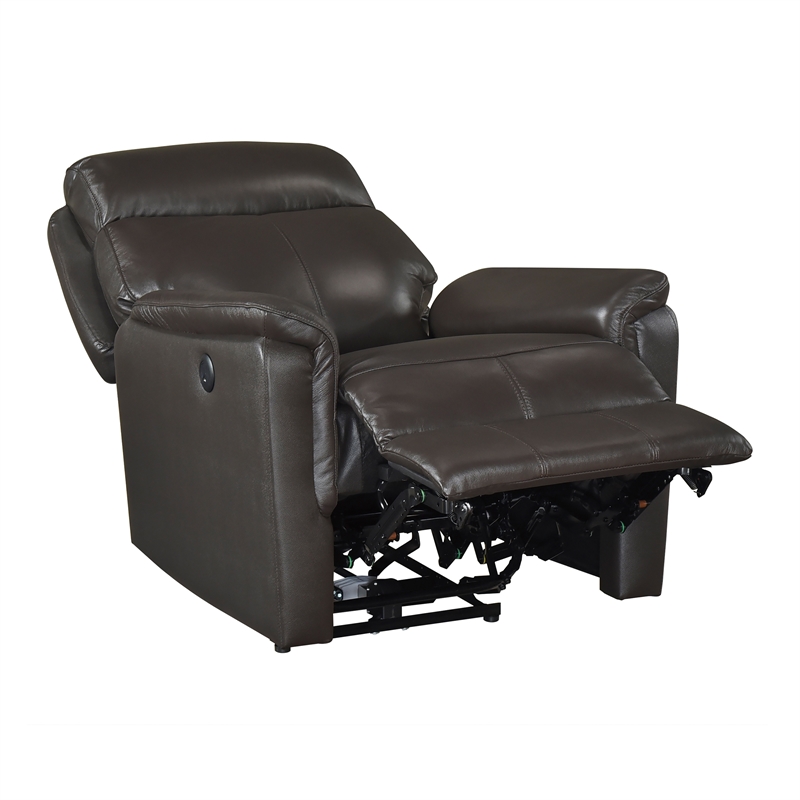 Lexicon Leif Leather Power Reclining Chair in Dark Brown