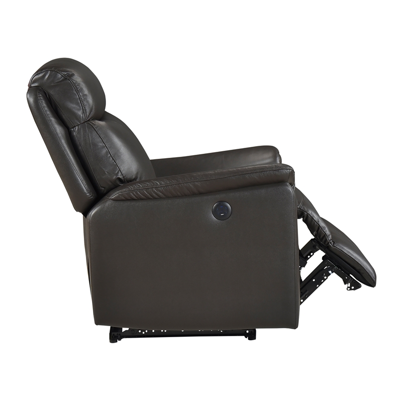 Lexicon Leif Leather Power Reclining Chair in Dark Brown