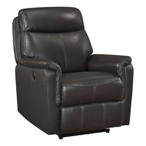 Lexicon Leif Leather Power Reclining Chair in Dark Brown