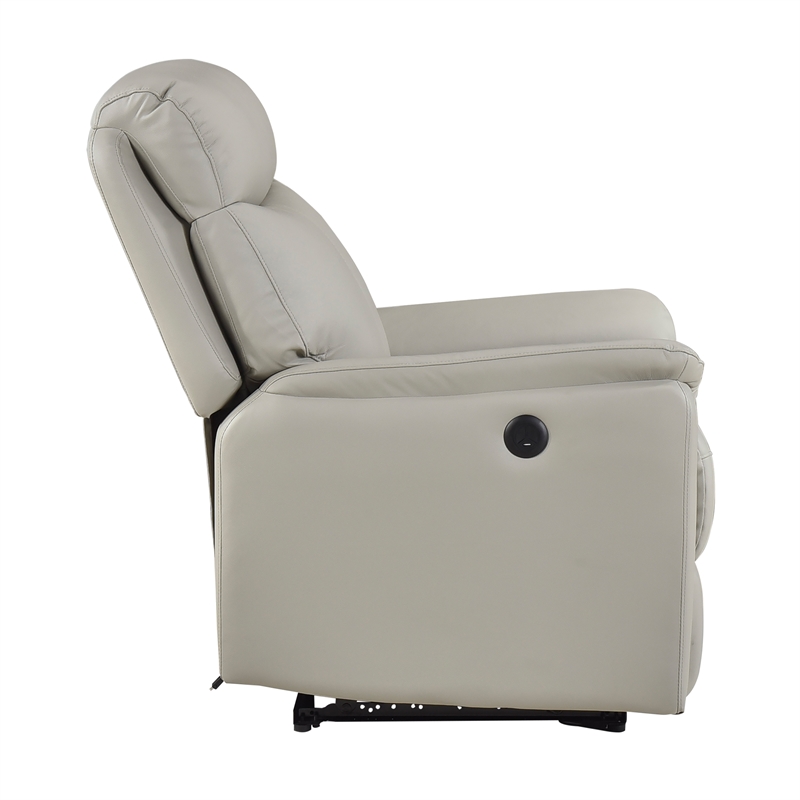 Lexicon Leif Leather Power Reclining Chair in Light Gray