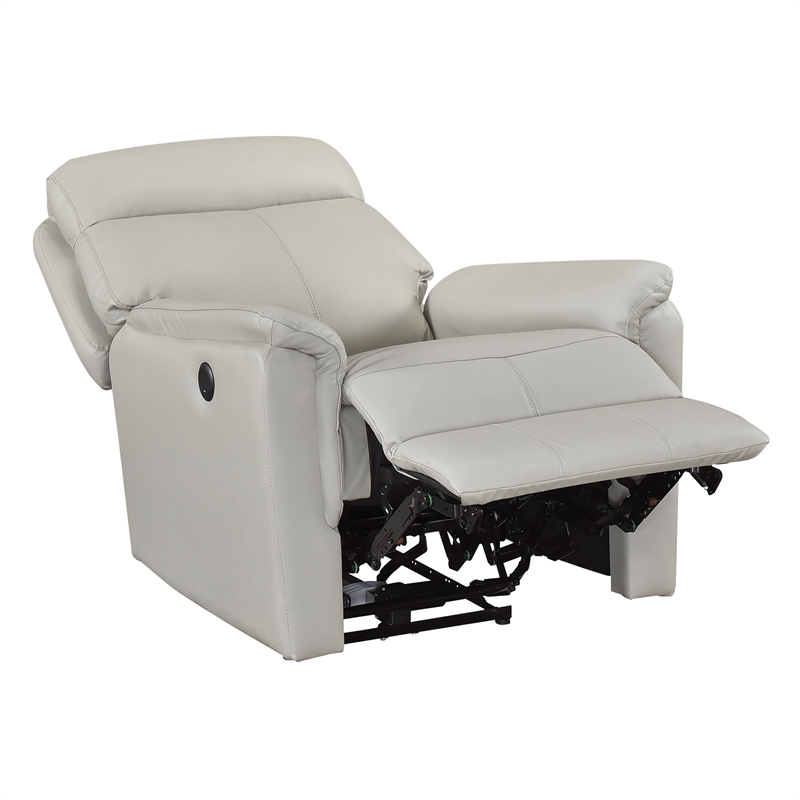 Lexicon Leif Leather Power Reclining Chair in Light Gray
