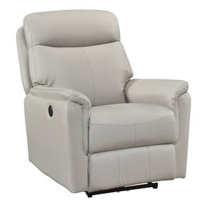 Lexicon Leif Leather Power Reclining Chair in Light Gray