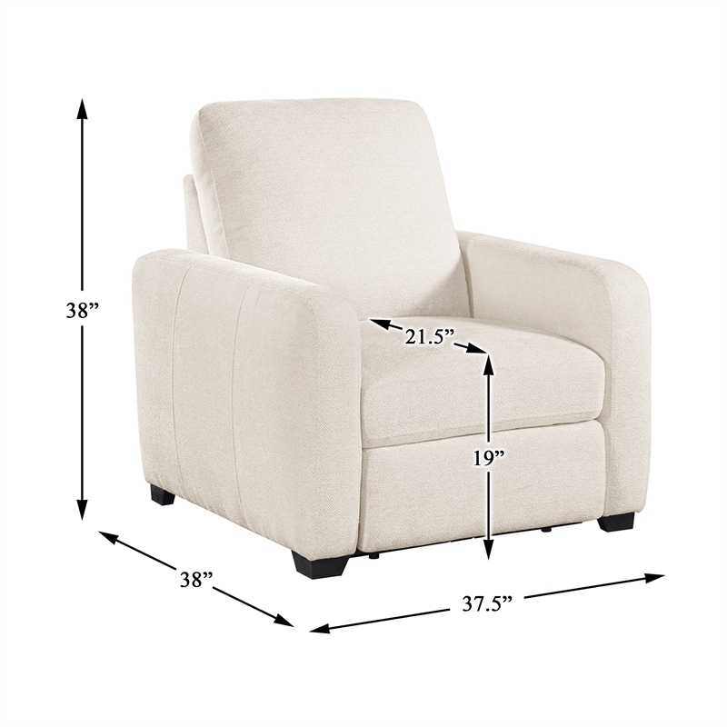 Lexicon Vera Chenille Power Reclining Chair with USB Charging Ports in Beige
