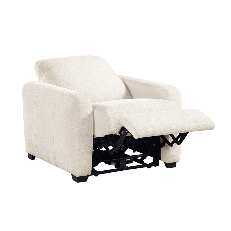 Lexicon Vera Chenille Power Reclining Chair with USB Charging Ports in Beige
