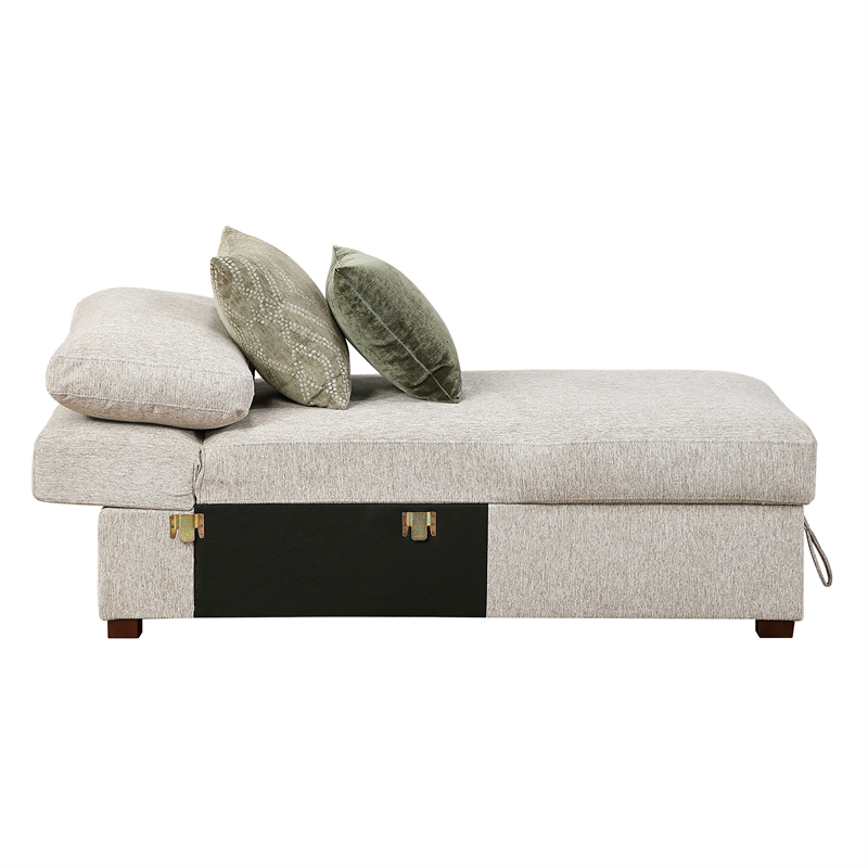 Lexicon Isla Microfiber Armless Convertible Storage Chaise in Sage Sand