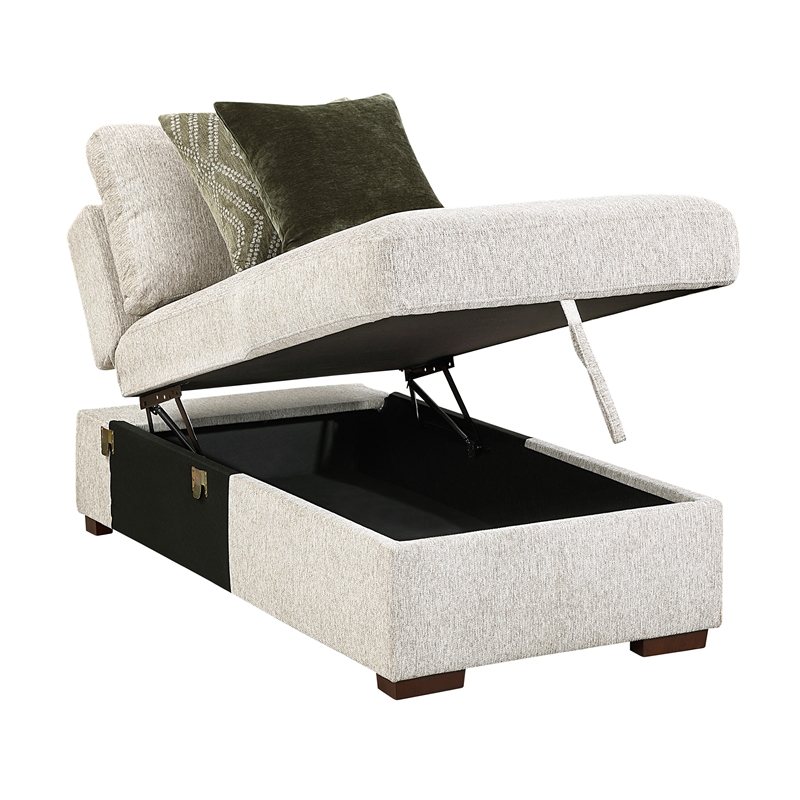 Lexicon Isla Microfiber Armless Convertible Storage Chaise in Sage Sand