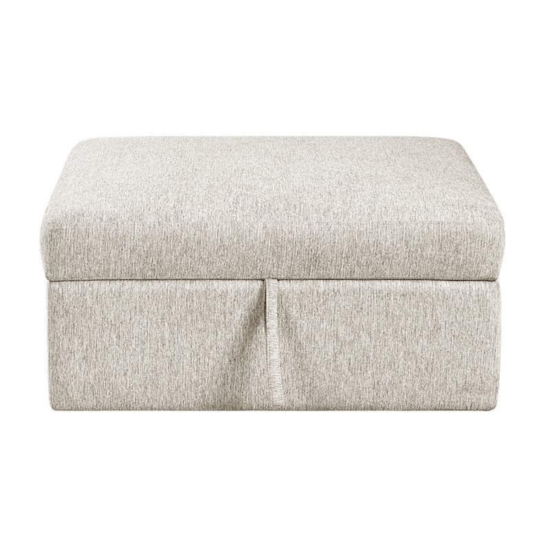 Lexicon Isla Microfiber Storage Ottoman with Casters in Beige