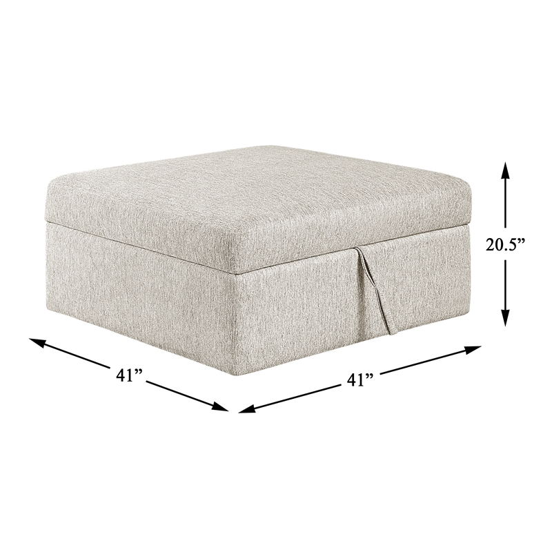 Lexicon Isla Microfiber Storage Ottoman with Casters in Beige