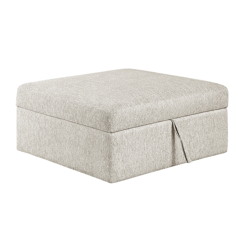 Lexicon Isla Microfiber Storage Ottoman with Casters in Beige
