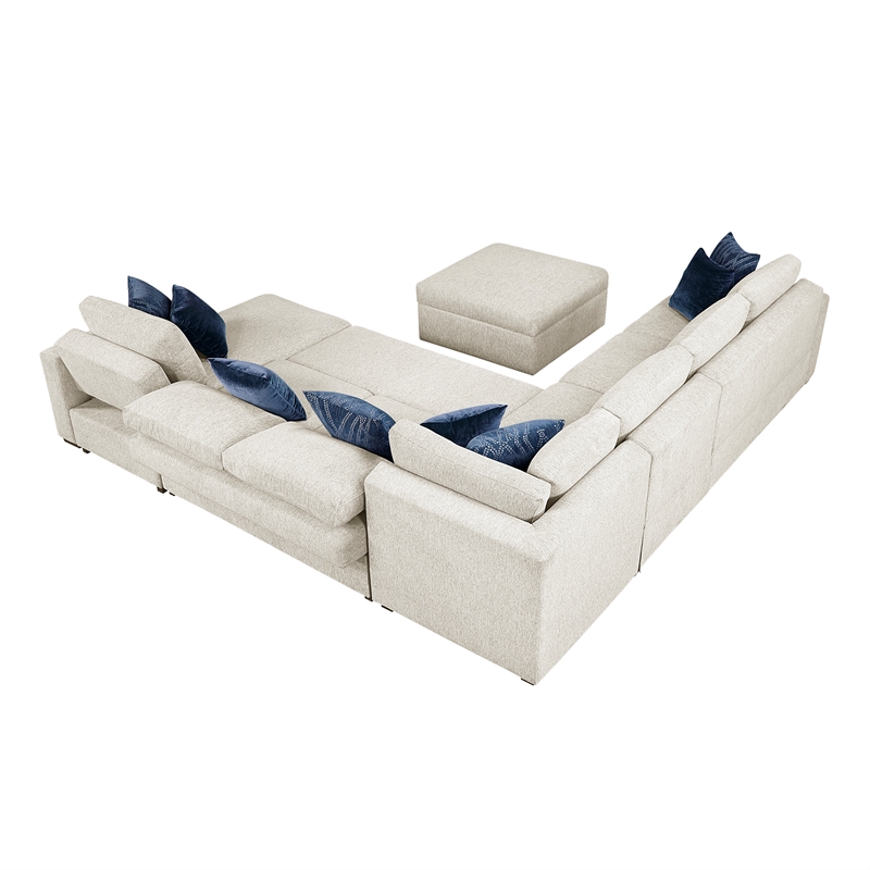 Lexicon Isla Microfiber 6-Piece Sectional with Reversible Chaise in Beige