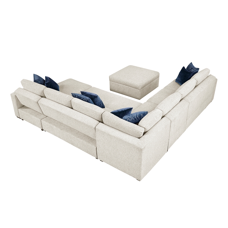 Lexicon Isla Microfiber 6-Piece Sectional with Reversible Chaise in Beige