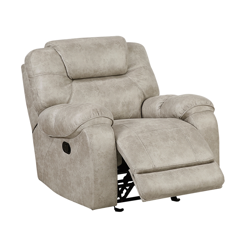 Lexicon Gainesville Microfiber Glider Reclining Chair in Pewter