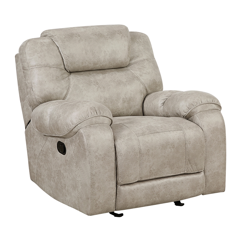 Lexicon Gainesville Microfiber Glider Reclining Chair in Pewter
