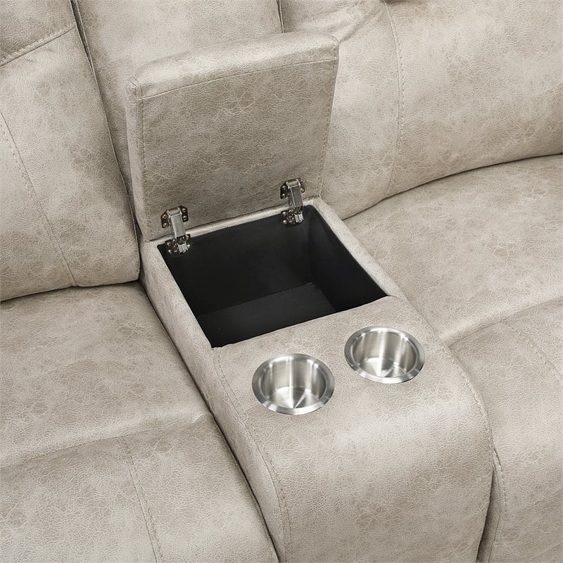 Lexicon Gainesville Microfiber Double Reclining Love Seat in Pewter