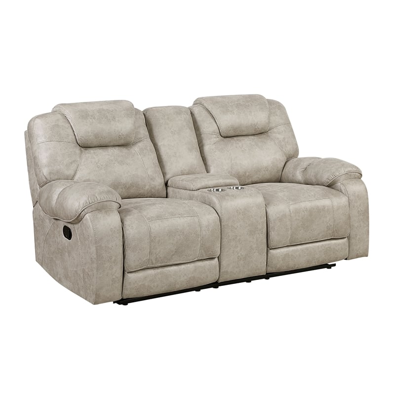 Lexicon Gainesville Microfiber Double Reclining Love Seat in Pewter