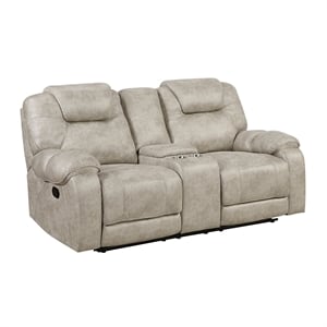 Lexicon Gainesville Microfiber Double Reclining Love Seat in Pewter