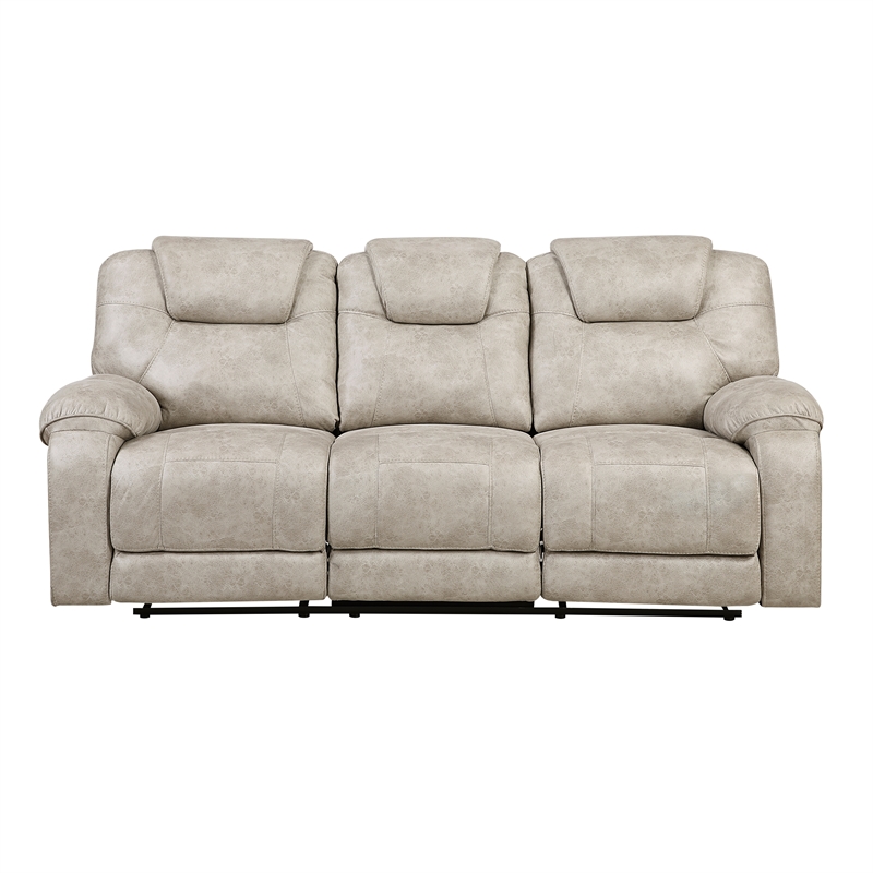 Lexicon Gainesville Microfiber Double Reclining Sofa in Pewter