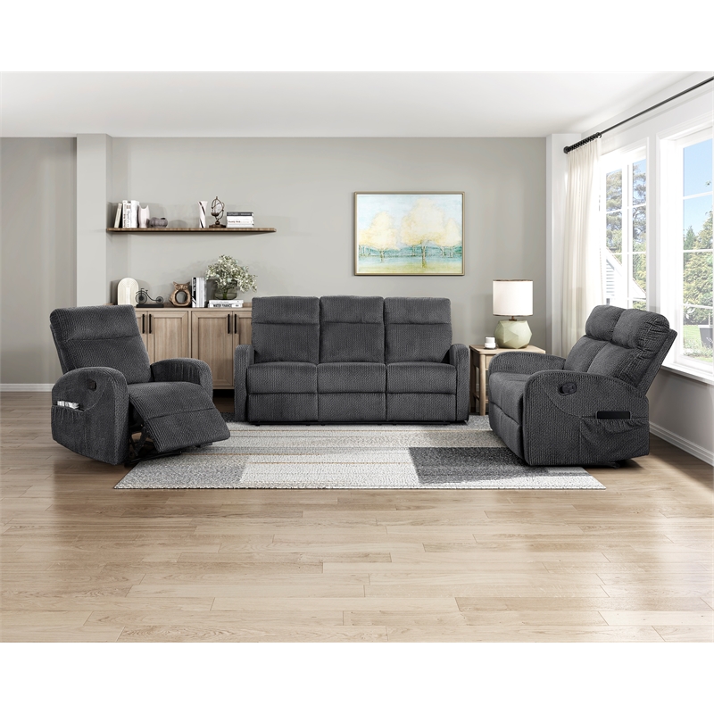 Lexicon Allen Microfiber Reclining Chair in Dark Gray