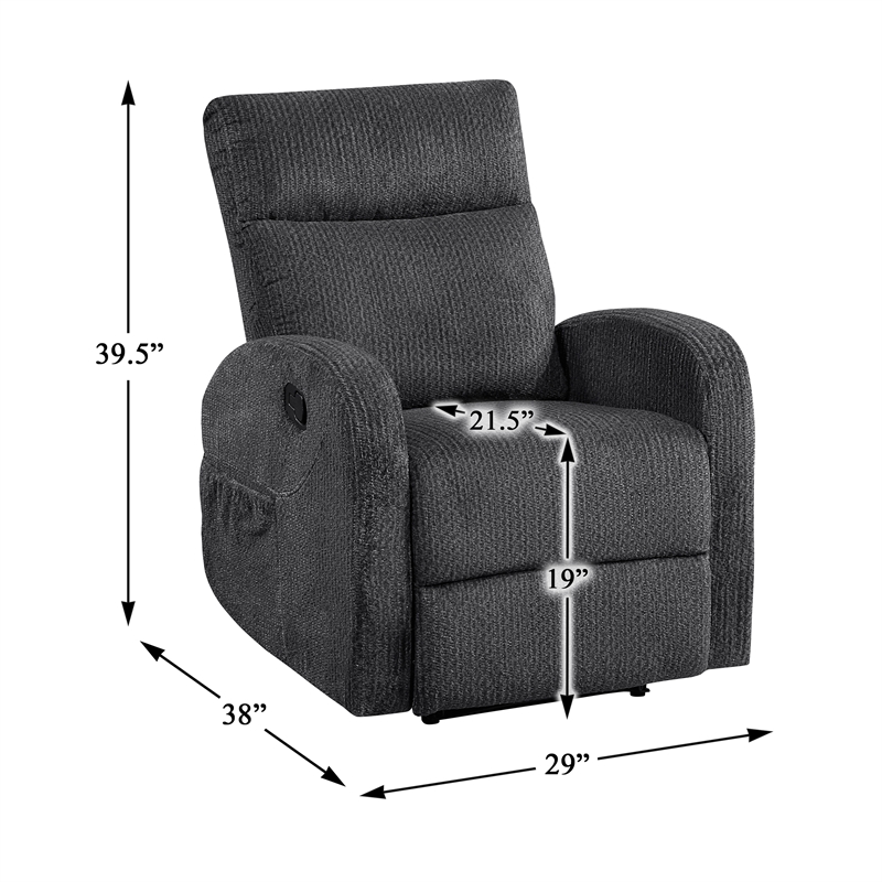 Lexicon Allen Microfiber Reclining Chair in Dark Gray