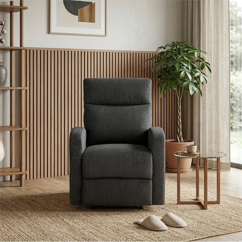 Lexicon Allen Microfiber Reclining Chair in Dark Gray