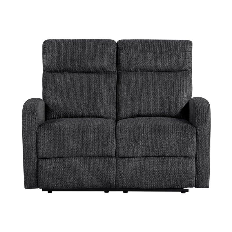 Lexicon Allen Microfiber Double Reclining Love Seat in Dark Gray