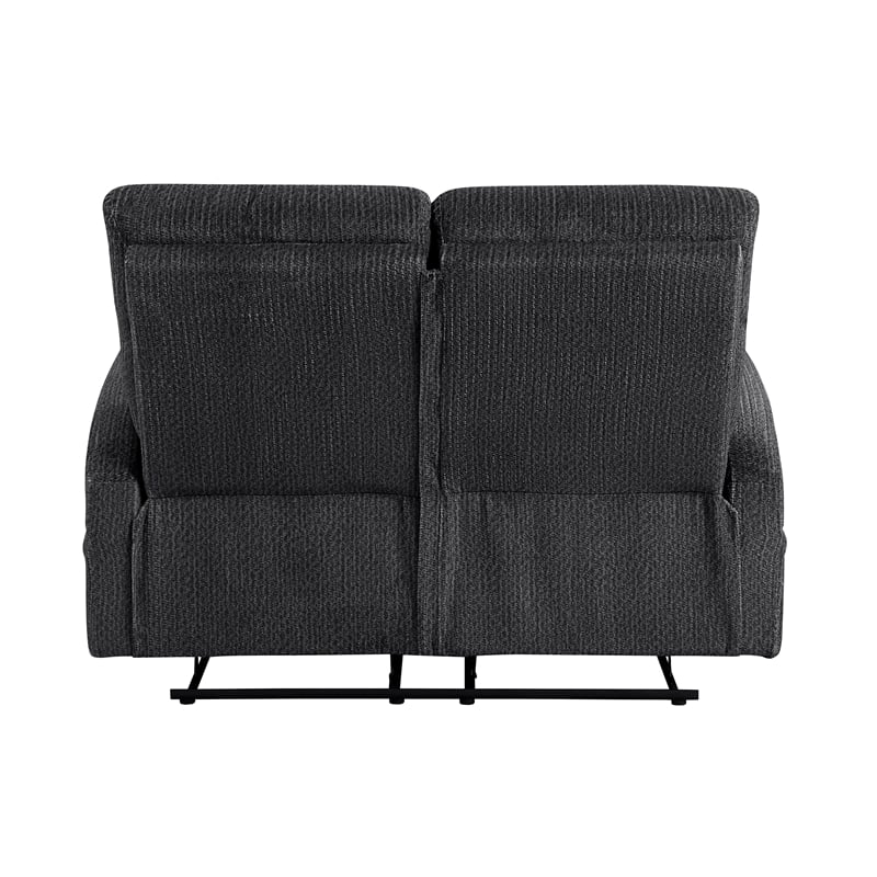 Lexicon Allen Microfiber Double Reclining Love Seat in Dark Gray