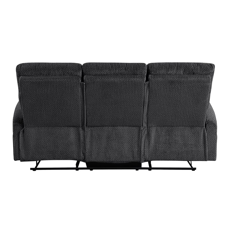 Lexicon Allen Microfiber Double Reclining Sofa in Dark Gray