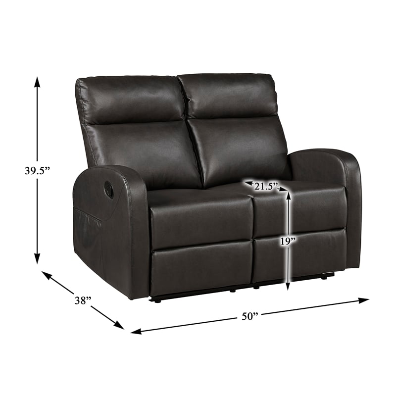 Lexicon Allen Faux Leather Double Reclining Love Seat in Espresso