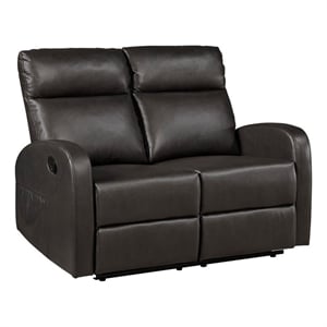 Lexicon Allen Faux Leather Double Reclining Love Seat in Espresso