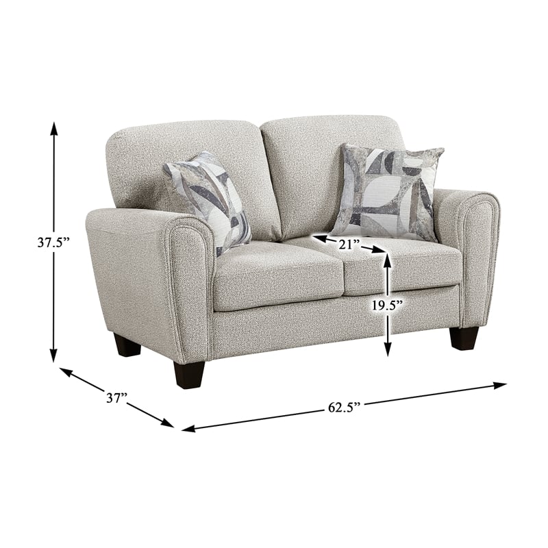 Lexicon Lemond Chenille Love Seat in Gray