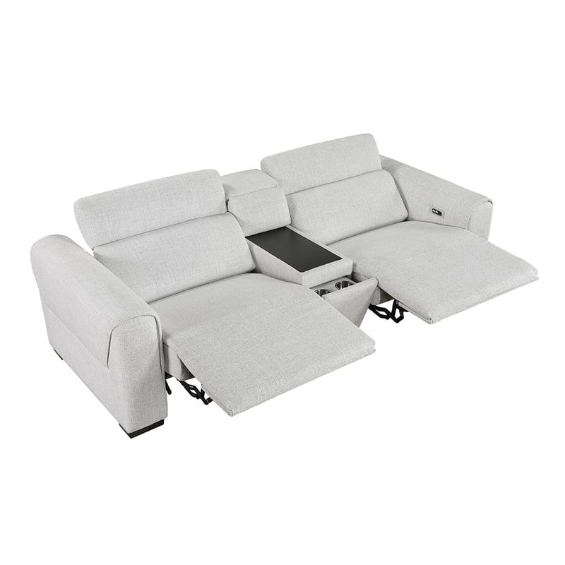 Lexicon McPherson Chenille Power Double Reclining Love Seat in Cloud