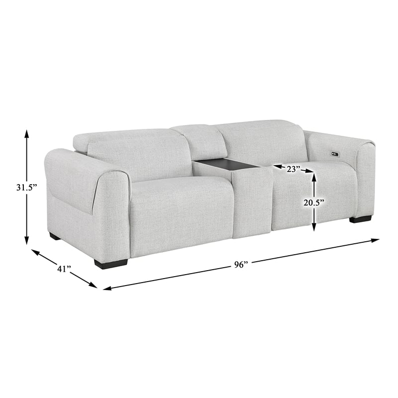 Lexicon McPherson Chenille Power Double Reclining Love Seat in Cloud