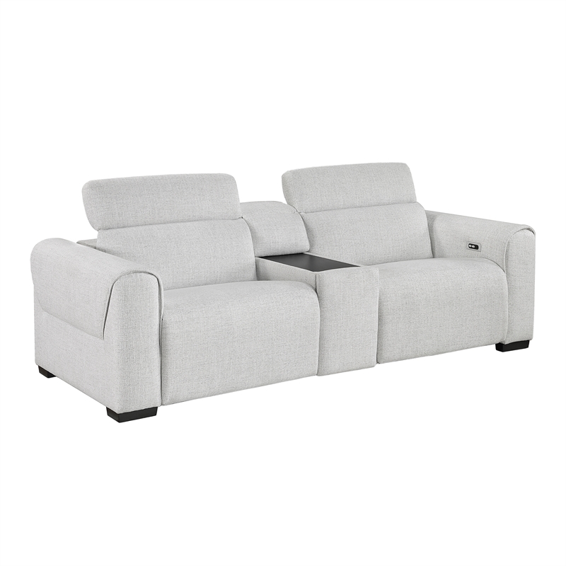 Lexicon McPherson Chenille Power Double Reclining Love Seat in Cloud