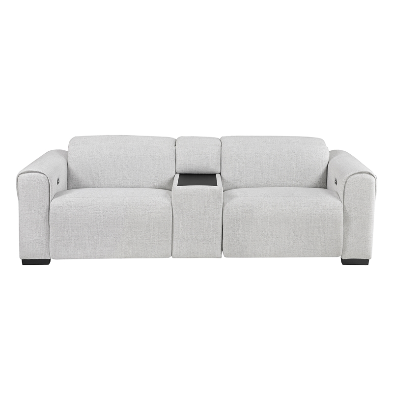 Lexicon McPherson Chenille Power Double Reclining Love Seat in Cloud