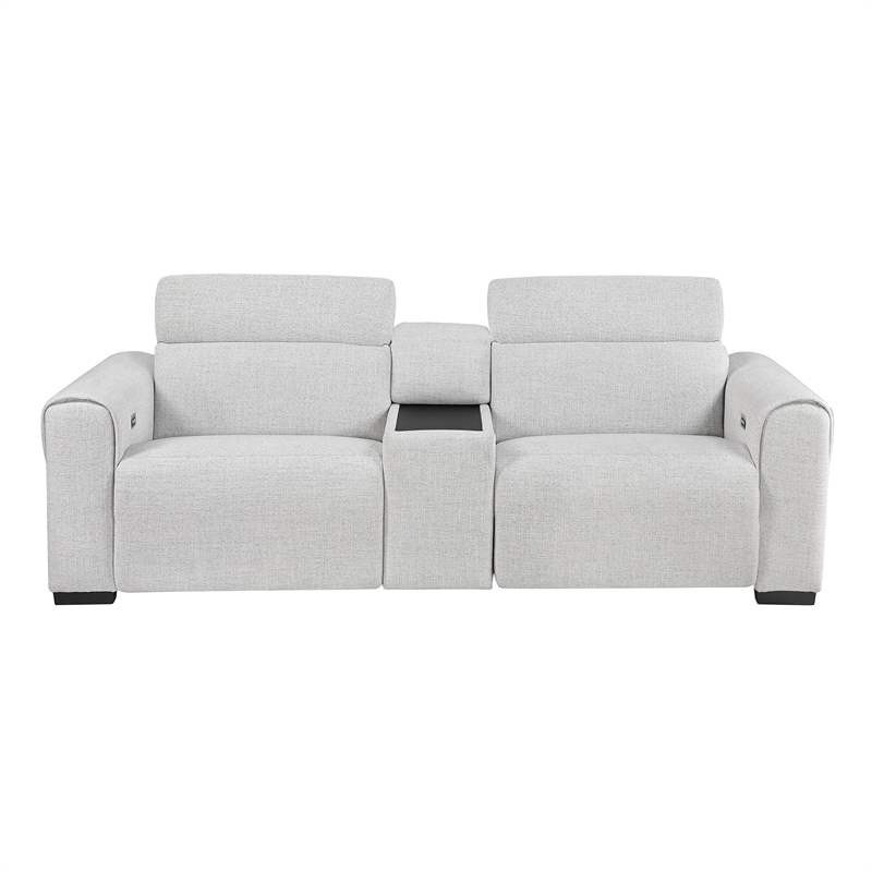 Lexicon McPherson Chenille Power Double Reclining Love Seat in Cloud