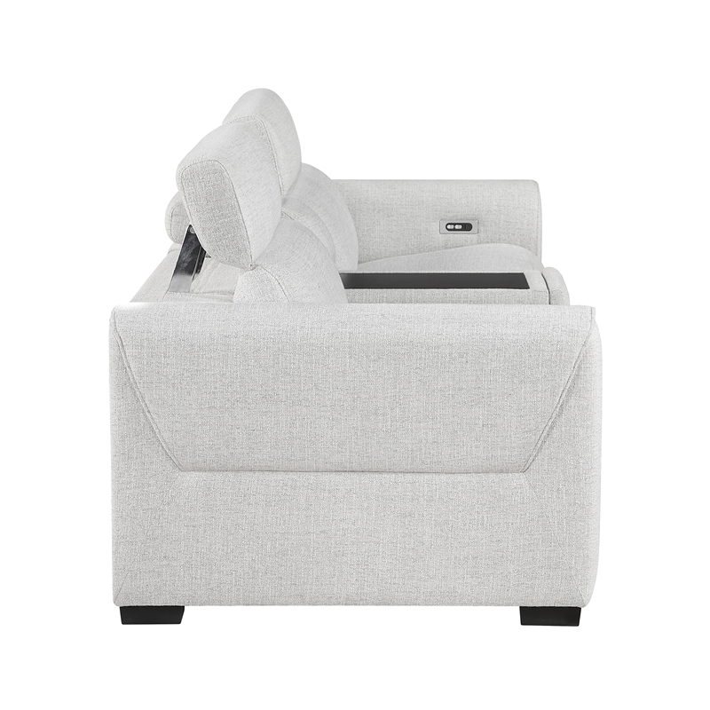 Lexicon McPherson Chenille Power Double Reclining Love Seat in Cloud