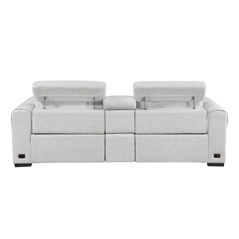 Lexicon McPherson Chenille Power Double Reclining Love Seat in Cloud