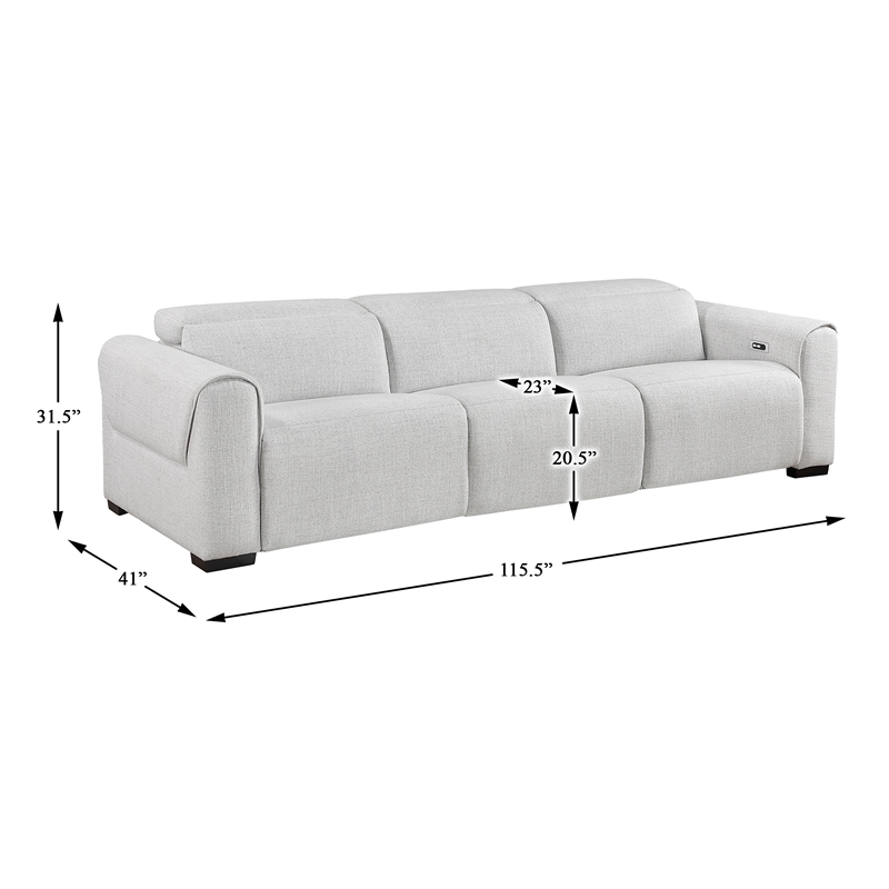 Lexicon McPherson Chenille Pwr Dbl Reclining Sofa with Power Headrests in Cloud
